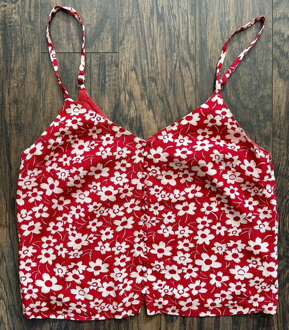 Madewell Women’s Button-Down Cami in Full Bloom 4 Retro Floral Cranberry